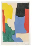 Serge Poliakoff, Composition verte, bleue, rose et jaune, 1964, Etching and aquatint in colours