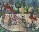 Karoline Wittmann, Spielplatz, 1954, Oil on canvas