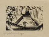 Lyonel Feininger, Vulkan, 1919, Woodcut
