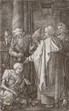 Petrus und Johannes heilen den Lahmen by Albrecht Durer, 1513, Engraving, sold Apr 2009