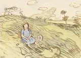 Otto Modersohn, Mädchen mit Sonnenschirm in Worpsweder Heide, 1911, Watercolour