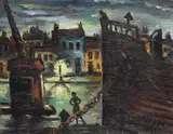 Frans Masereel, Boulogne, proue de vapeur, grue et fille