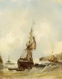 Eugène Isabey, Zugeschrieben - Segelschiffe vor der Küste