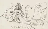 Ernst Barlach, Angler und Zuschauer, 1891, Pen and India ink drawing