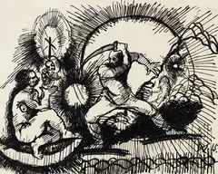 Wilhelm Morgner, Totentanz IV, 1915, Pen and India ink drawing
