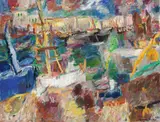 Manfred Henninger, Hafen, 1971, Oil on canvas