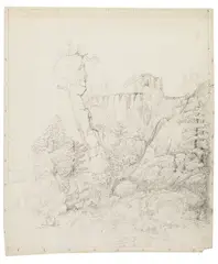 Friedrich Salathé, Felslandschaft am Rigi, Pencil drawing
