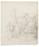 Friedrich Salathé, Felslandschaft am Rigi, Pencil drawing