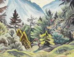 Fritz Gartz, Gebirgswald, 1943, Oil on canvas