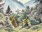 Fritz Gartz, Gebirgswald, 1943, Oil on canvas