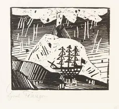 Lyonel Feininger, Vulkan, 1918, Woodcut