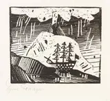 Lyonel Feininger, Vulkan, 1918, Woodcut