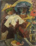 Rudolf Bredow, Faschingsvorbereitung, 1965, Oil on burlap