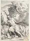 Jusepe de Ribera gen. Lo Spagnoletto, Der Heilige Hieronymus vernimmt die Klänge des Jüngsten Gerichts, 1620, Etching