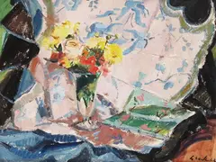 Ludwig Bock, Stillleben mit Blumenstrauß, 1923, Oil