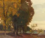 Charles Johann Palmié, Bewaldete Parklandschaft, 1900, Oil on cardboard