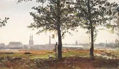 Jozef Kostka, Stadtansicht, 1900, Oil on cardboard