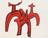 Rote Reiterstudie by Alexander Calder, 1973, Lithograph in colours, sold Apr 2009