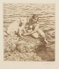 Sappo by Anders Zorn, 1917, Etching, sold Apr 2009