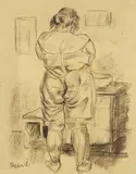 Georg Tappert, Frau im Unterkleid am Toilettentisch