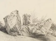 Alexandre Calame, Felsenstudie, 1850, Pencil drawing