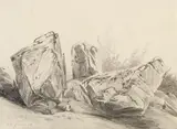 Alexandre Calame, Felsenstudie, 1850, Pencil drawing