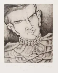 Christian Schad, Die Rüstung (Selbstbildnis), 1969, Etching