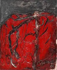 Emil Schumacher, Kleines rotes Bild, 1961, Oil on canvas