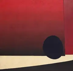 Rupprecht Geiger, E 221 (Komposition mit schwarzem Kreis), 1954, Egg tempera
