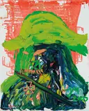 Fischmammsell, der Erbdebuty in gebratener Dillsauce mit Bärenmusäuglein (Kokain VIII) by Jonathan Meese, 2005, Oil on canvas, sold Dec 2008