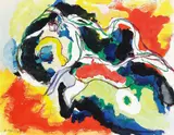 Karel Appel, Springendes Pferd, 1958, Gouache