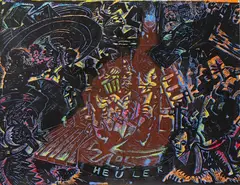 Heuler by Jörg Immendorff, 1992, Linocut in colours, sold Dec 2008