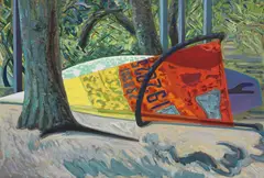 Norbert Tadeusz, Surfbrett a Lago di Bolsena, 1979, Oil on canvas