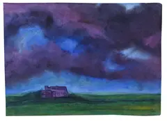 Emil Nolde, Seebüll unter blau-violettem Himmel, 1940, Watercolour
