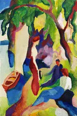 August Macke, Frauen am See (Die Landung), 1913, Watercolour