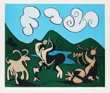 Faunes et Chèvre by Pablo Picasso, 1959, Linocut in colours, sold Dec 2008