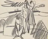 Badende am Meer by Ernst Ludwig Kirchner, 1920, Chalk drawing, sold Dec 2008