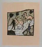 Weiße Pferde by Erich Heckel, 1912, Woodcut in colours, sold Dec 2008