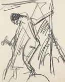 Frauenakt vor einem Zelt by Ernst Ludwig Kirchner, 1913, Chalk drawing, sold Dec 2008