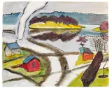 Gabriele Münter, Skandinavische Landschaft, 1918, Watercolour