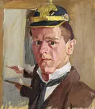Carl Lohse, Selbst mit Pickelhaube, 1913, Oil on canvas