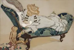 Leo Putz, Der Liebesbrief II, 1904, Gouache