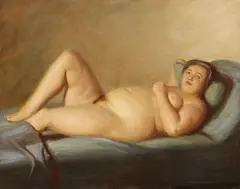 Georg Scholz, Liegender korpulenter Akt, 1930, Oil on canvas