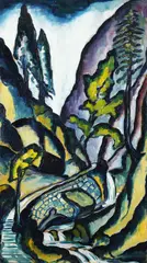 Waldtal by Walter Dexel, 1913, Oil, sold Dec 2008