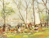 Kurt Seifert, Frühlingshafte Szene im Park (Wannsee), 1920, Oil