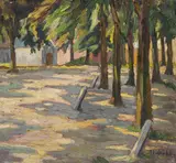 Hermann Mühlen, Südliche Landschaft mit Kapelle, 1915, Oil on canvas