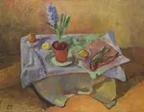 Hans Meyboden, Stillleben mit Hyazinthe, 1934, Oil on canvas