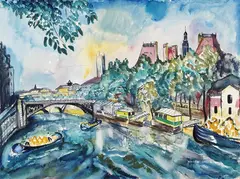 Gertrud Eberz-Alber, Paris, 1928, Watercolour