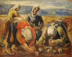 Friedrich Ludwig, Rübenernte, 1930, Oil on panel