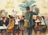 Mateo Cristiani, Caféhausszene, 1930, Watercolour